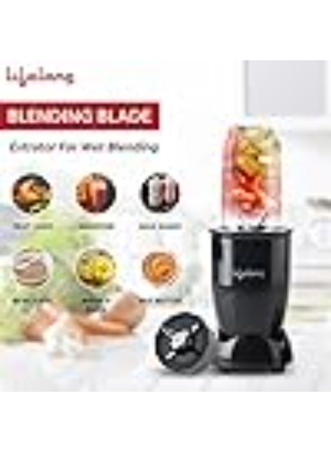 Lifelong Regalia PowerNutri Mixer/Grinder/Blender/Shaker, 2 Stainless Steel Blades,2 Unbreakable Jars, 450 W Powerful Copper Motor (Black, 1 Year warranty, LLNBB001) - Image 4